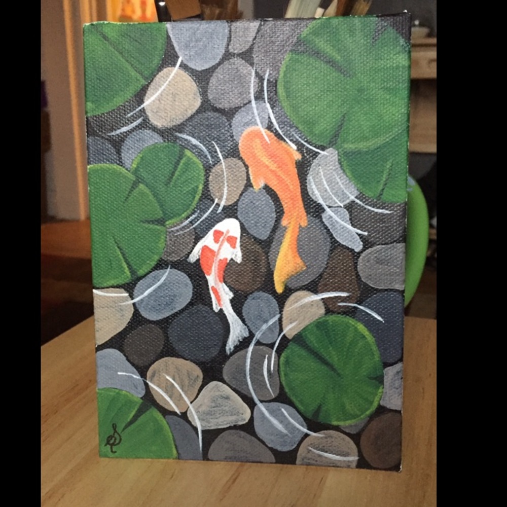 “Koi Pond” Postcard Painting